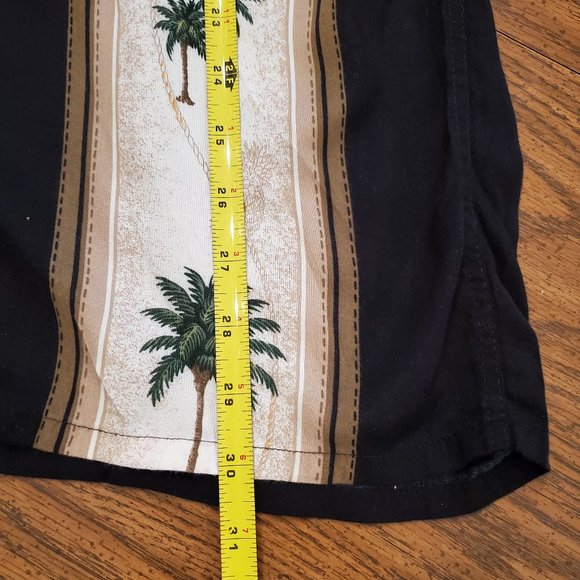 Campia Moda Mens Medium Black Hawaiian Shirt Short Sleeve cuban style Palm Trees - Picture 4 of 5